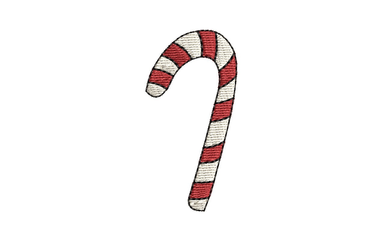 Christmas Candy Cane Embroidery Design (5 sizes)
