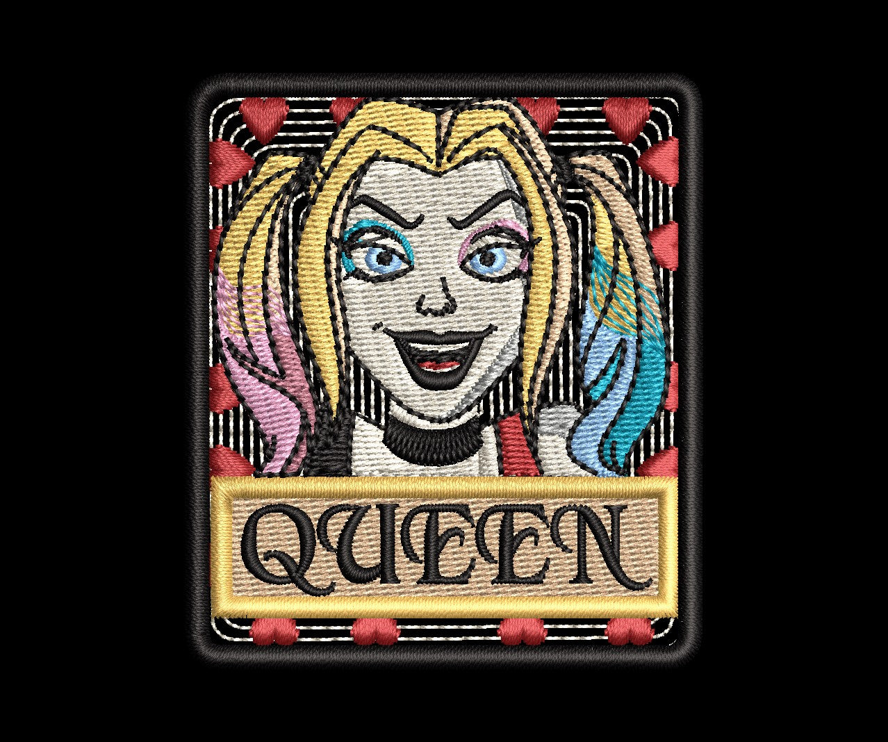 Harley Quinn Queen Fan Patch - Iron-On / Velcro 2.6" x 3.0"