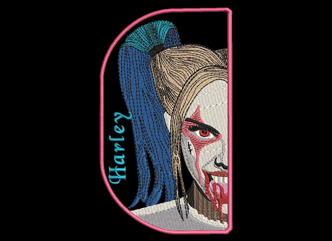 Harley Quinn Vampire Left, Right Fan Patch - Iron-On / Velcro 3.0"x4.0"