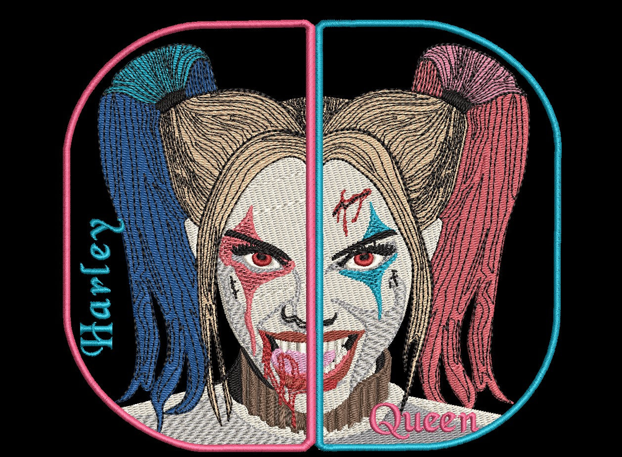 Harley Quinn Vampire Left, Right Fan Patch - Iron-On / Velcro 3.0"x4.0"