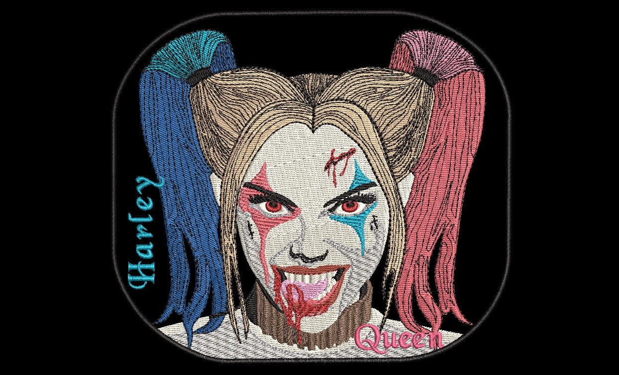 Harley Quinn Vampire Left, Right Fan Patch - Iron-On / Velcro 3.0"x4.0"
