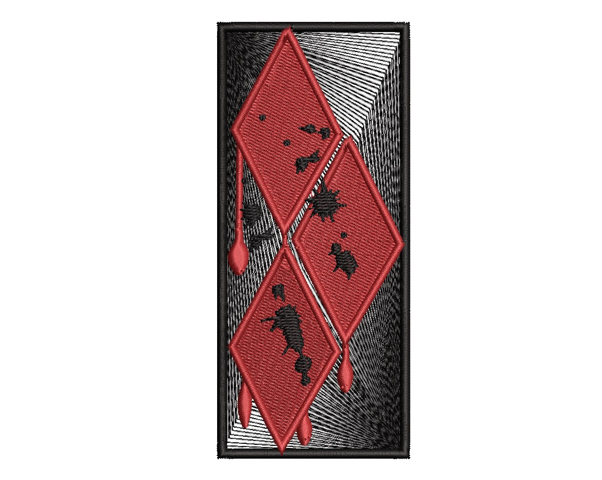 Harley Quinn Fan Patch- 3 Diamonds - Iron-On / Velcro 2.0" x 4.5"