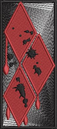 Harley Quinn Fan Patch- 3 Diamonds - Iron-On / Velcro 2.0" x 4.5"