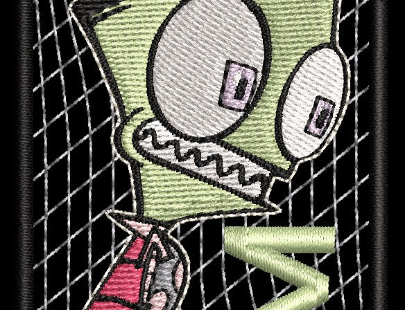 Invader Zim - Wide Eyes and Smile looking Back - Fan Patch - ZIM 2.0"x4.0"