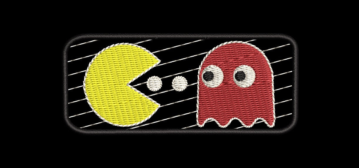 Original Pac Man Fan Patch - Iron-On / Velcro 3.5"x1.5" Full Stitches