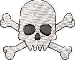 Skull and Bones Machine Embroidery Design (4 sizes)