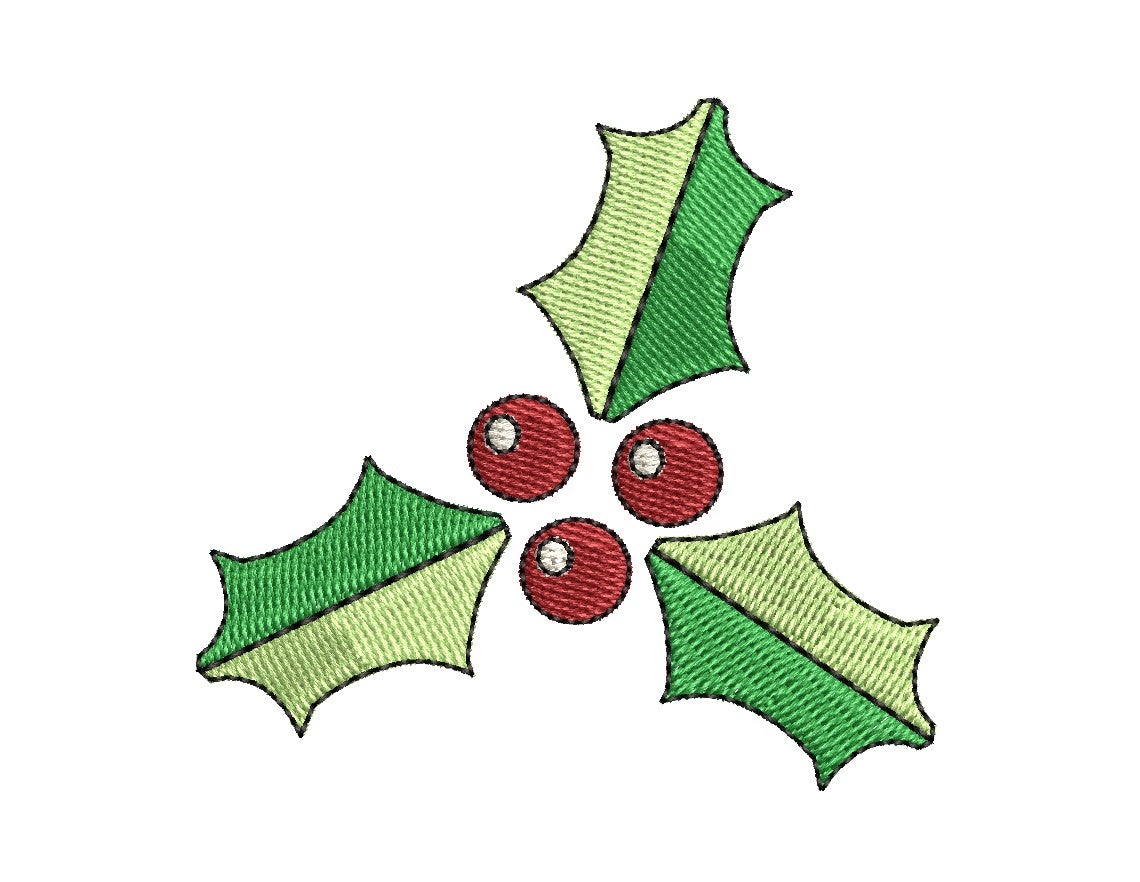 Christmas Holly & Berries Embroidery Design (5 sizes)