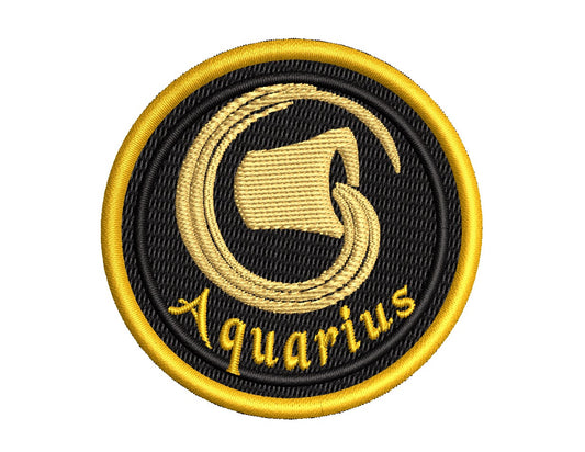 Astrological Sign - Aquarius Patch - Iron-On / Velcro 2.5" Round