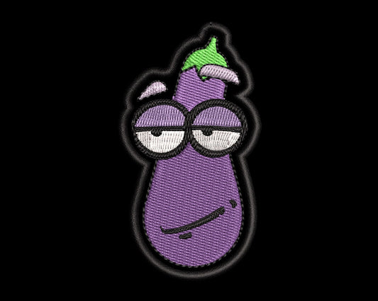 Eggplant Smirking Johnson - Iron-On / Velcro (3.0" x 1.7")