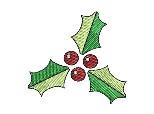 Christmas Holly & Berries Embroidery Design (5 sizes)
