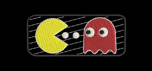 Original Pac Man Fan Patch - Iron-On / Velcro 3.5"x1.5" Full Stitches