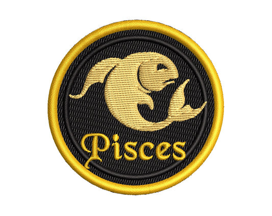 Astrological Sign - Pisces Patch - Iron-On / Velcro 2.5" Round