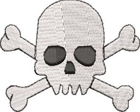 Skull and Bones Machine Embroidery Design (4 sizes)