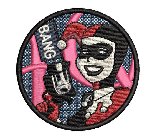 Harley Quinn Bang Fan Patch - Iron-On / Velcro 2.8" Round