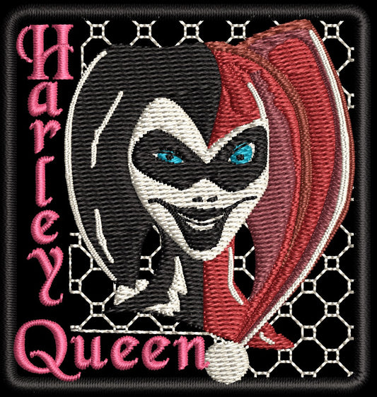 Harley Quinn Queen Head Fan Patch - Iron-On / Velcro 2.6" x 2.5"