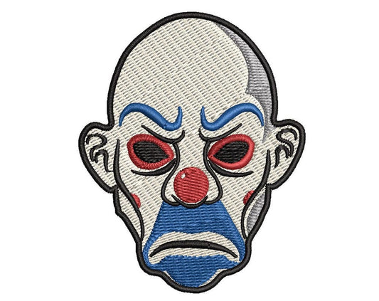 The Dark Knight Joker Heist Mask Embroidered Fan Patch - Iron-On / Velcro 2.4x3.0 Full Stitches